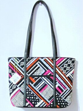 Vera Bradley Small Trimmed Tote Bag Purse Shoulder Bag Northern Stripes NWT